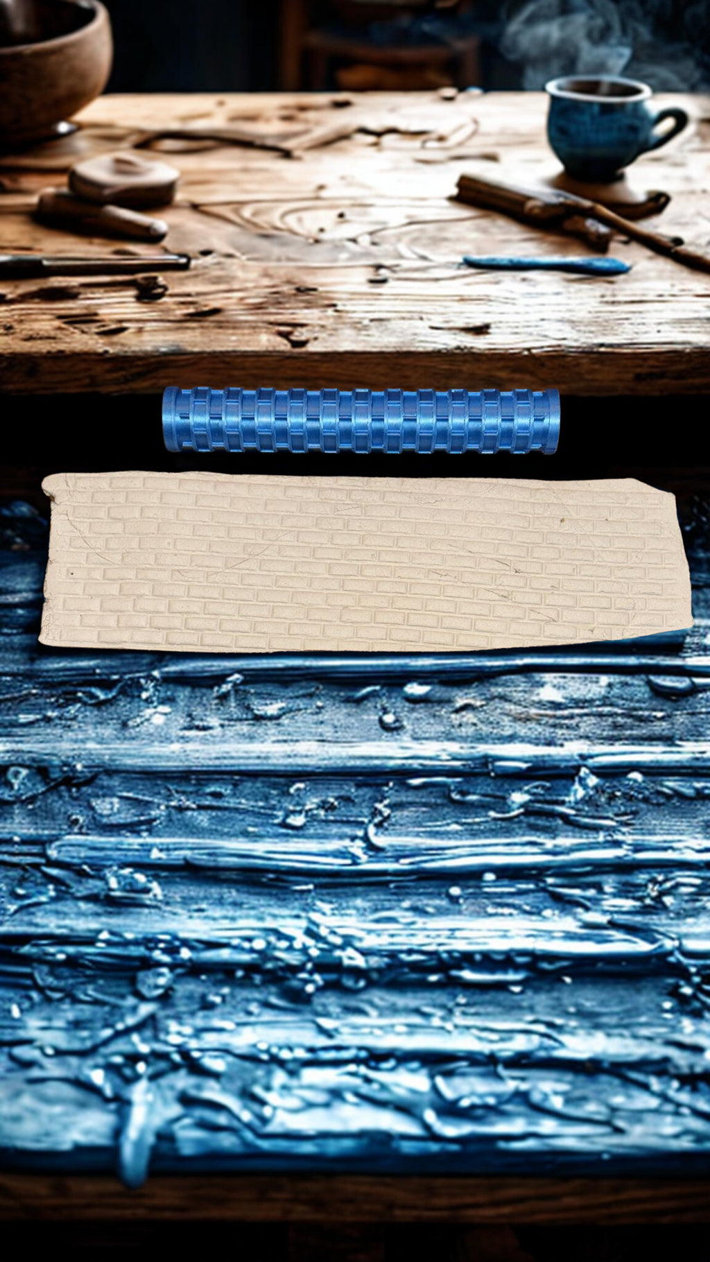Brick pattern stamping roller