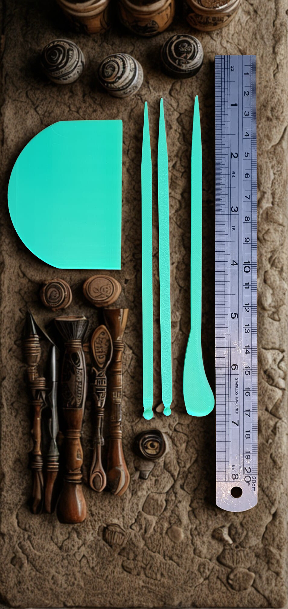 3D Printed clay modelling tools set - FIMO sculpting spatula & ball tool